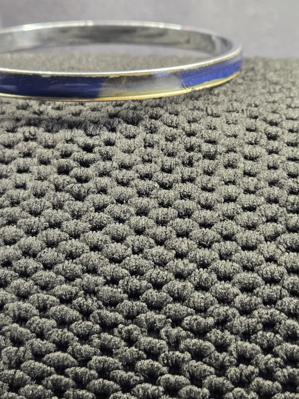 Vintage Silver Tone Navy Blue Mood Bangle Bracelet